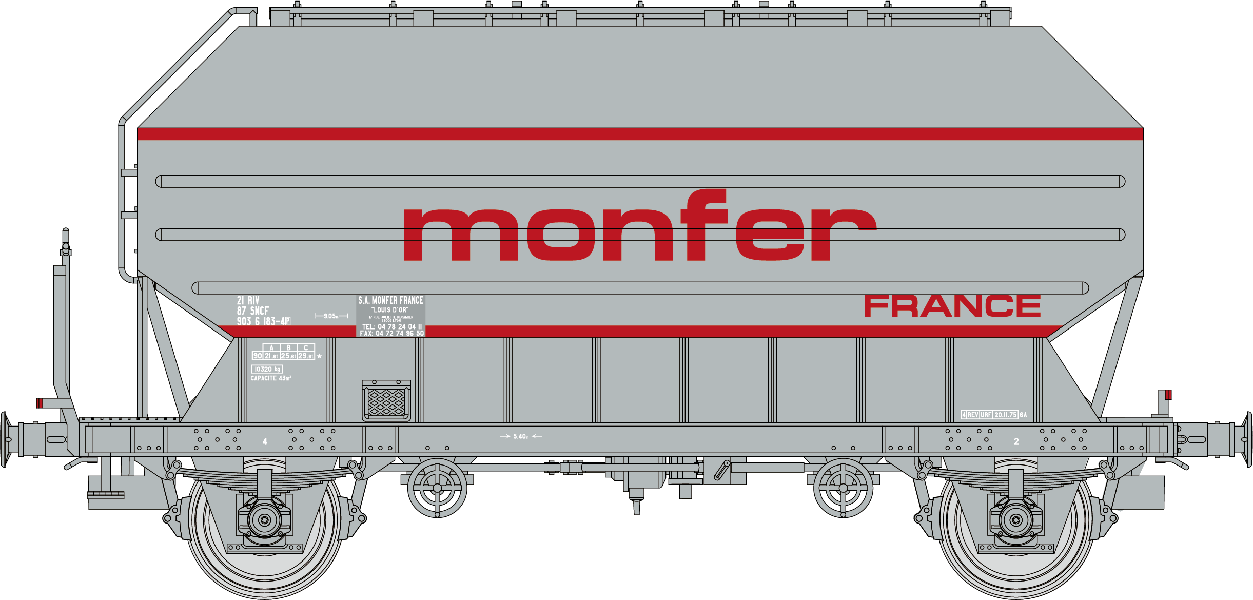 WB-896 - Set de 2 Céréaliers FRANGECO MONFER FRANCE Ep.IV-V (wagon 1)