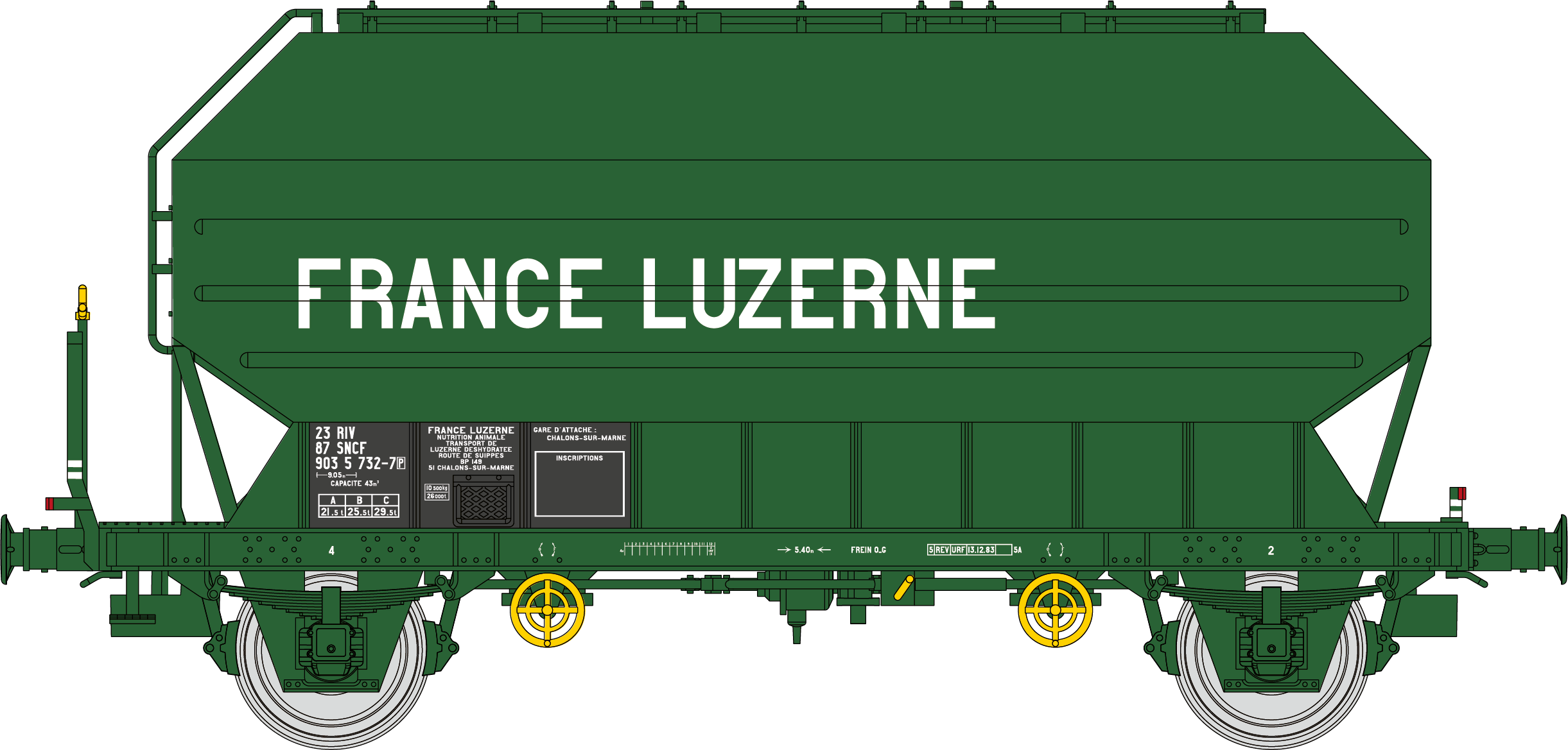WB-902 - Set de 2 Céréaliers FRANGECO FRANCE LUZERNE Ep.IV-V (wagon 1)
