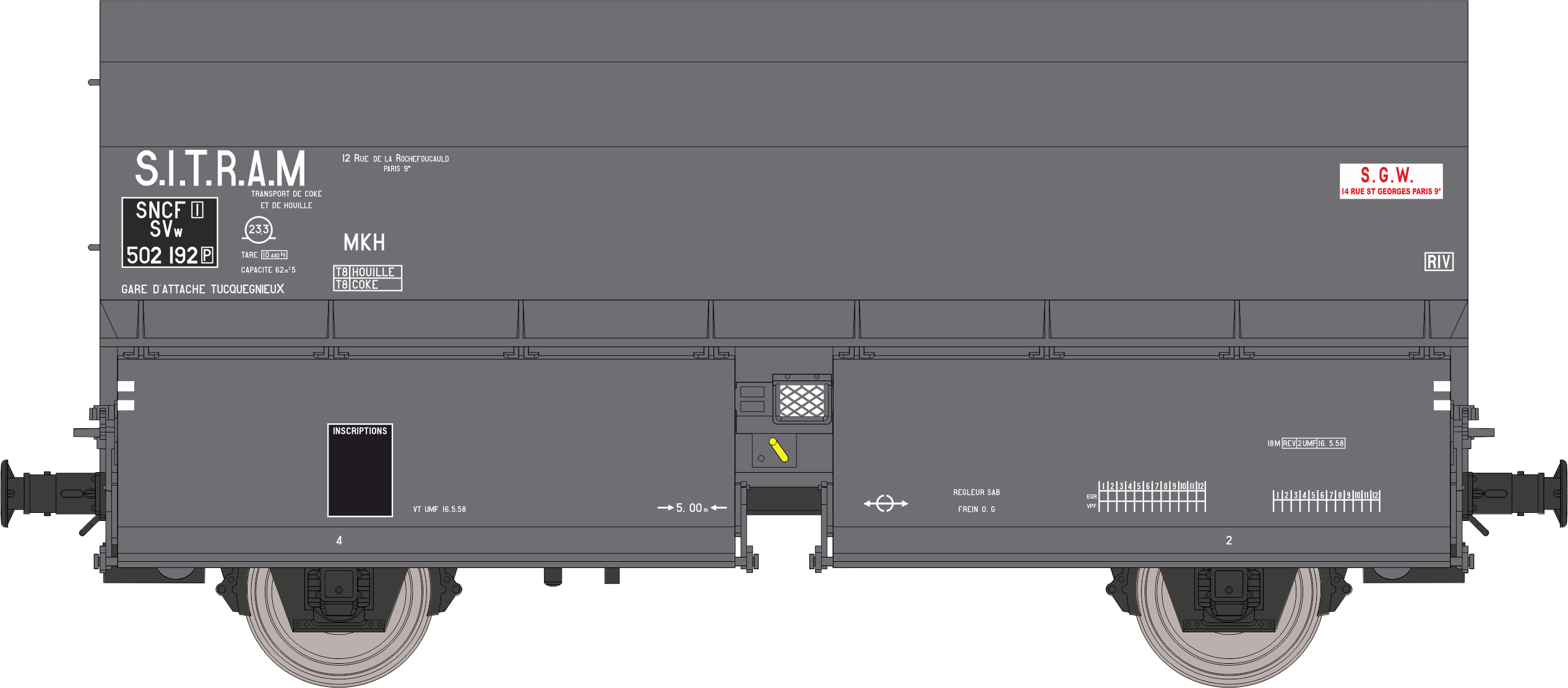 WB-970 - SET de 2 Wagons Coke STEMI 56 SITRAM Ep.III - Chargement de coke (wagon 2)