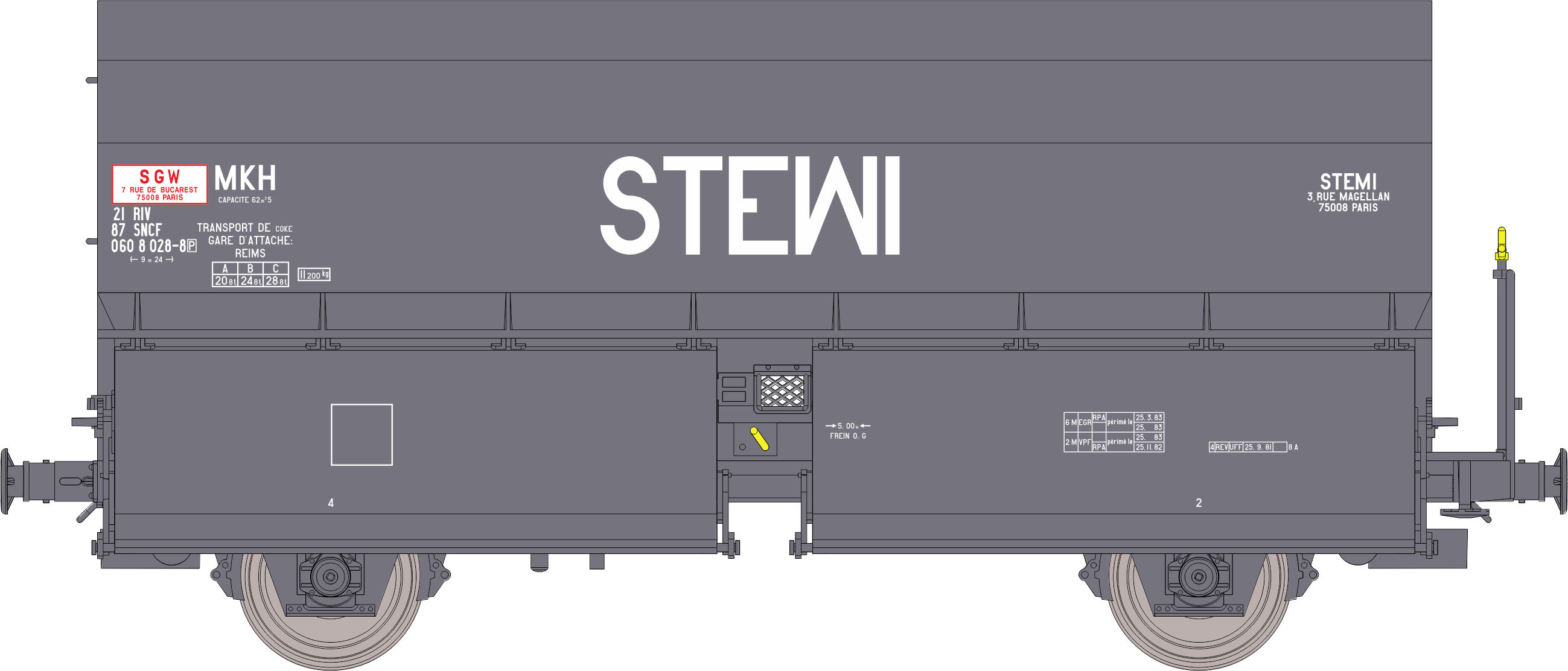 WB-976 - SET de 2 Wagons Coke STEMI 56 STEMI Ep.IV-V - Chargement de coke (wagon 1)
