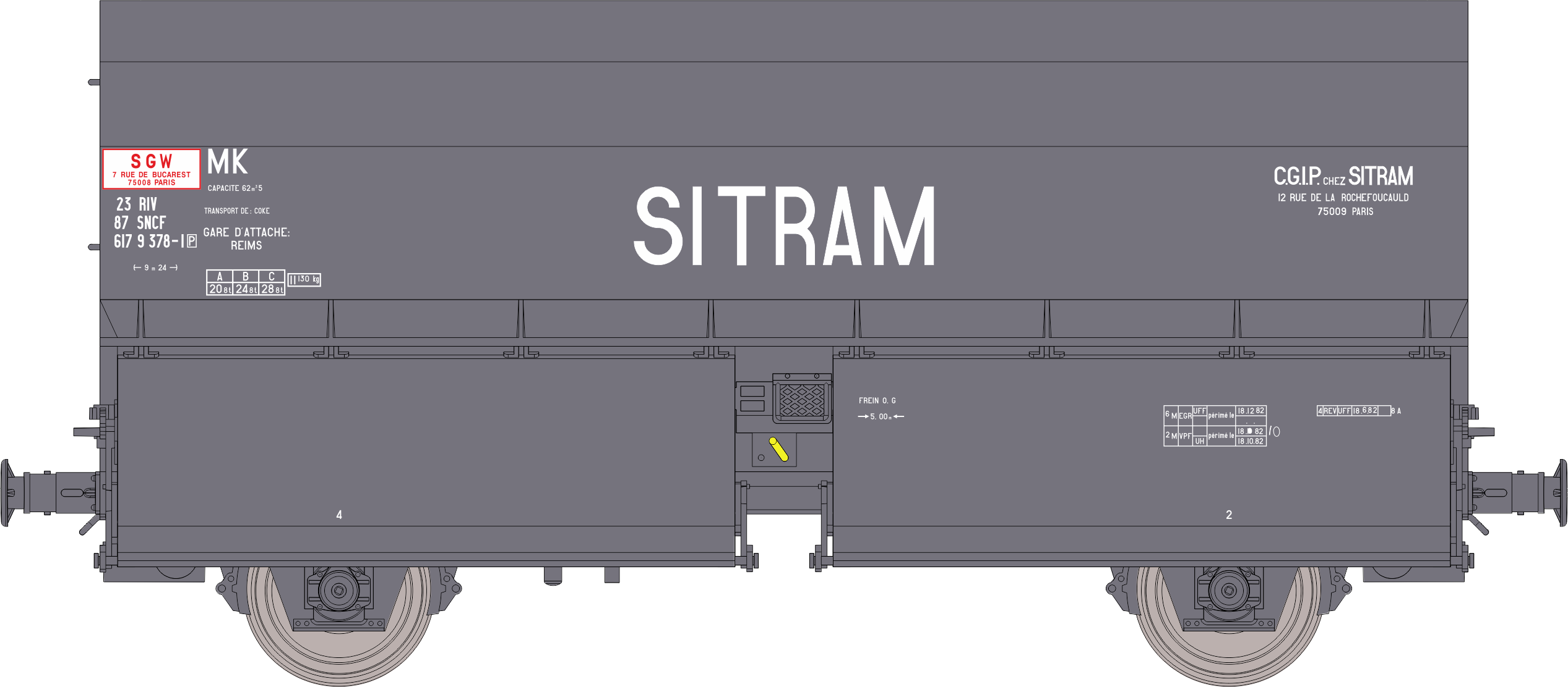 WB-977 - Wagon Coke STEMI 56 SITRAM Ep.IV-V - Chargement de coke