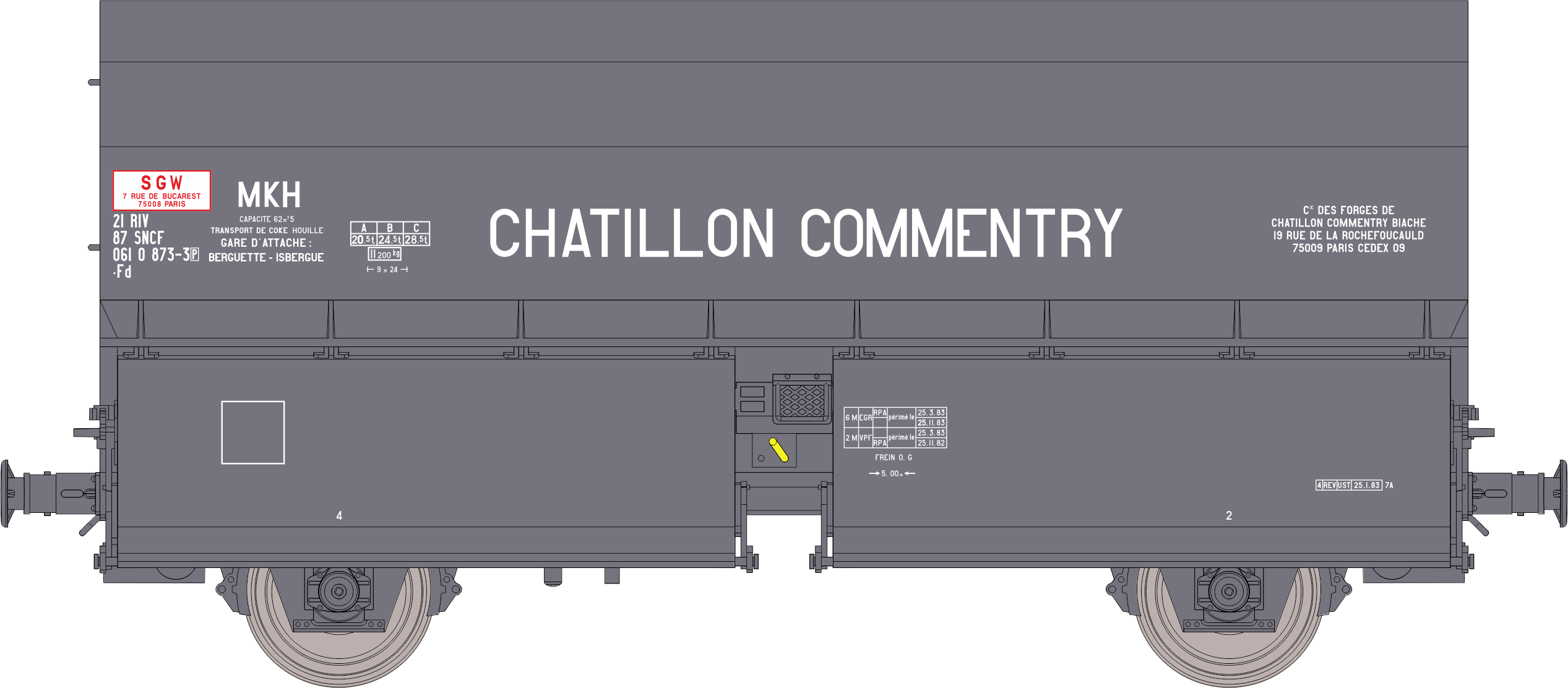 WB-978 - Wagon Coke STEMI 56 CHATILLON COMMENTRY Ep.IV-V - Chargement de coke