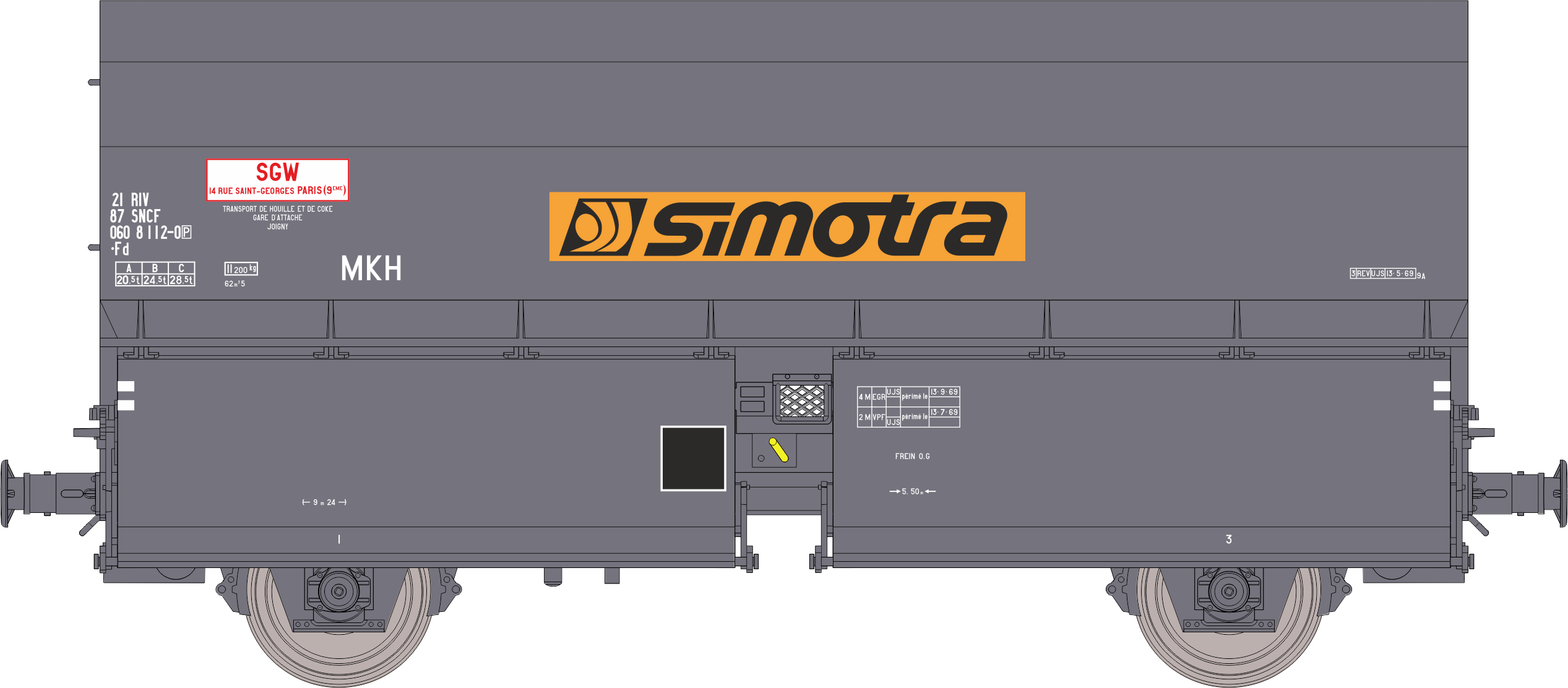 WB-979 - SET de 2 Wagons Coke STEMI 56 SIMOTRA Ep.IV-V - Chargement de coke (wagon 2)