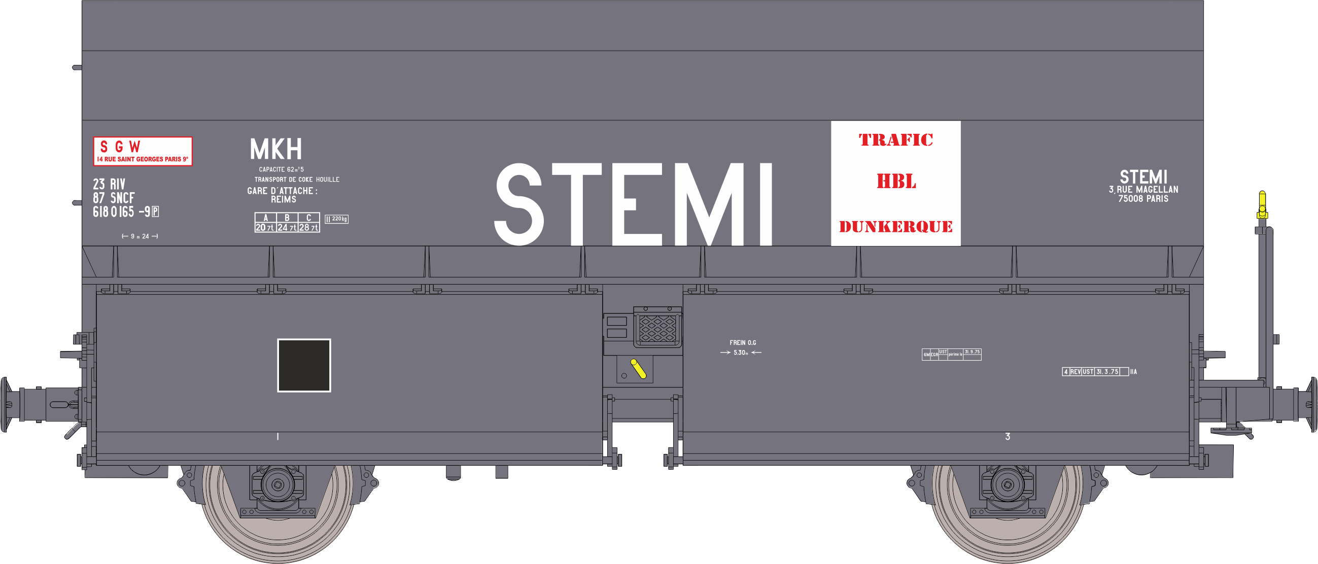 WB-981 - SET de 2 Wagons Coke STEMI 56 STEMI-HBL Ep.V - Chargement de coke (wagon 2)