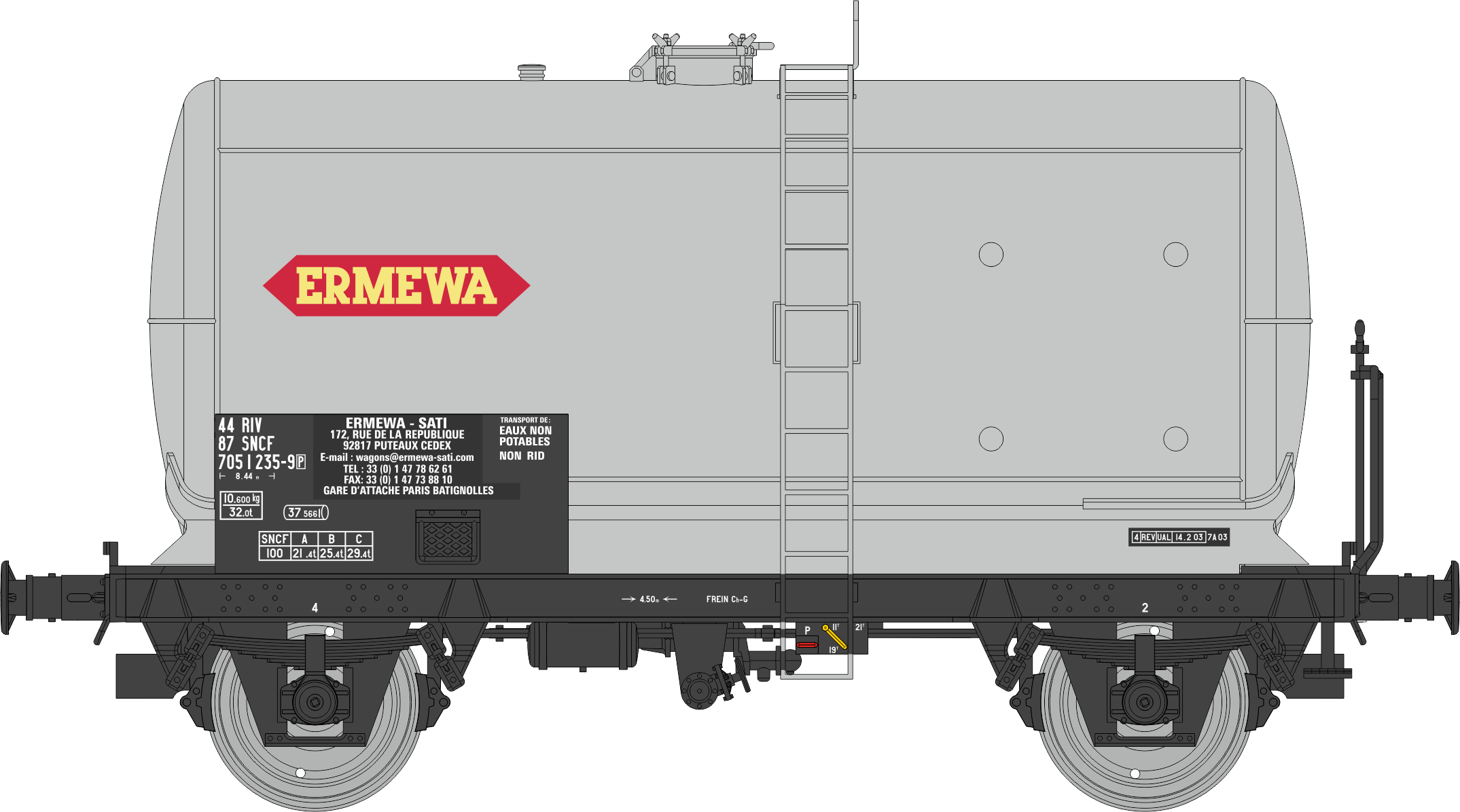 WB-1005 - Set de 2 Citernes Fauvet-Girel ERMEWA Ep.V-VI (wagon 1)