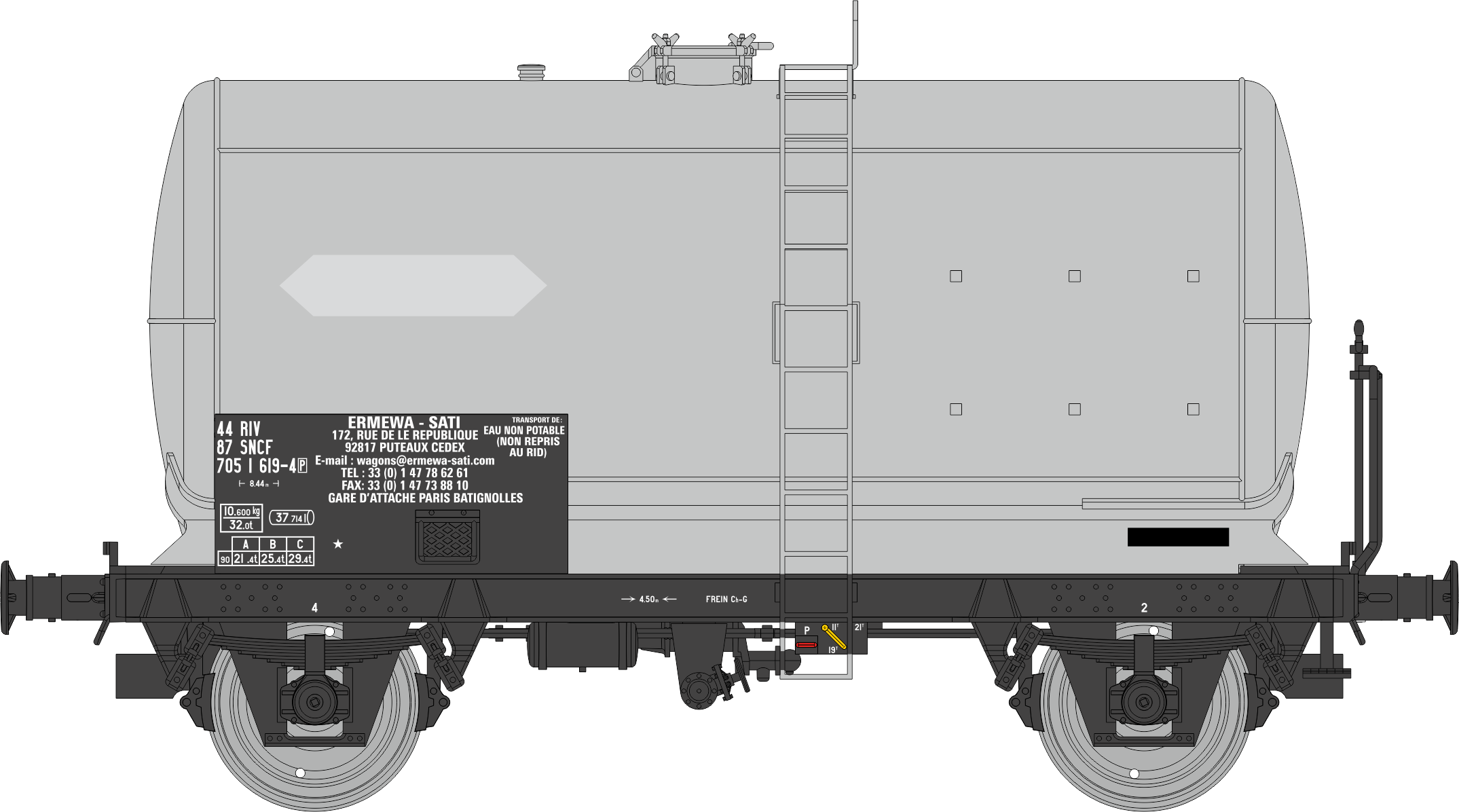 WB-1005 - Set de 2 Citernes Fauvet-Girel ERMEWA Ep.V-VI (wagon 2)