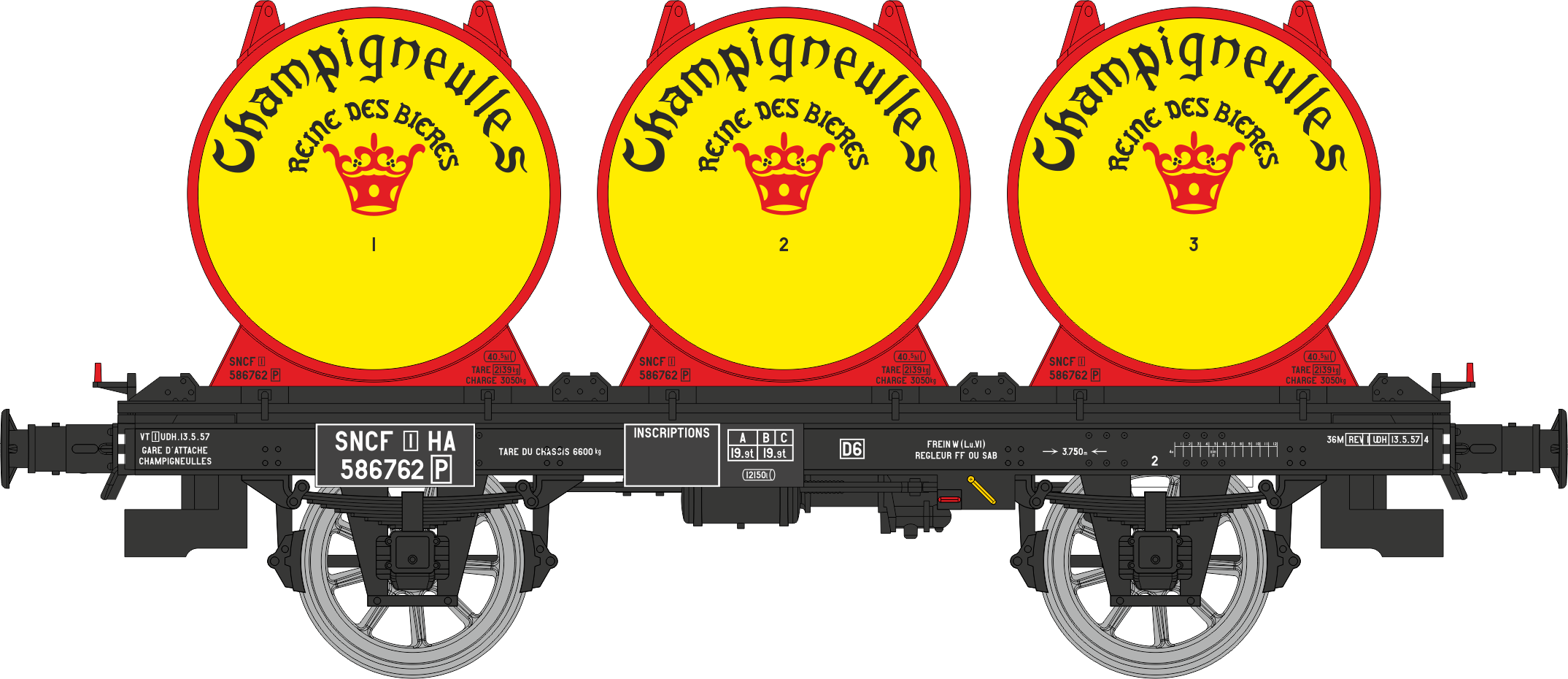 WB-990 - Plat + 4 Containers citerne à bière CHAMPIGNEULLES Ep.III