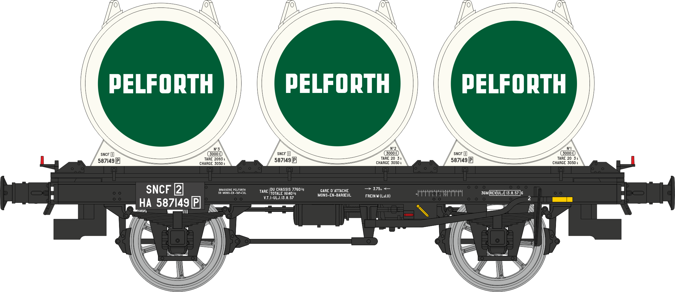 WB-991 - Plat + 4 Containers citerne à bière PELFORTH Ep.III