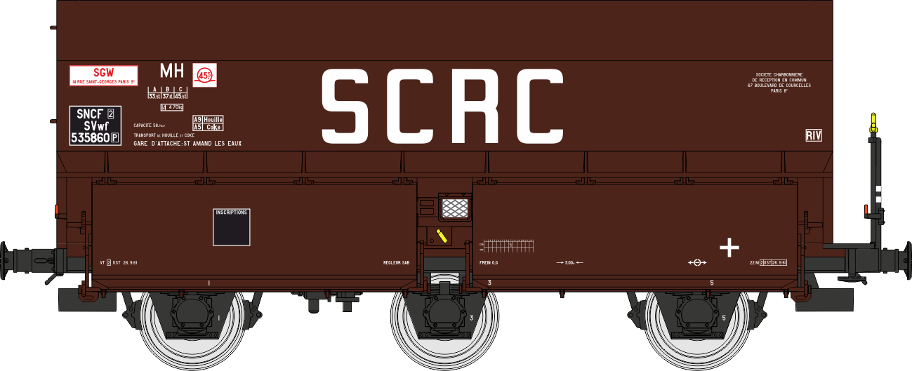 WB-960 - SET de 2 Wagons Coke MH45 “SCRC”Ep.III – Chargement de coke