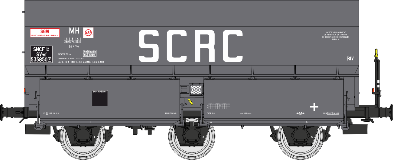 WB-960 - SET de 2 Wagons Coke MH45 “SCRC”Ep.III – Chargement de coke