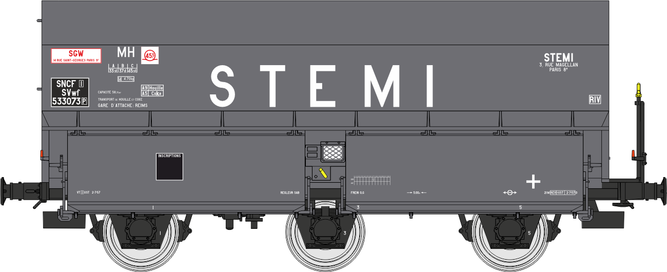 WB-961 - SET de 2 Wagons Coke MH45 “STEMI” Ep.III – Chargement de coke