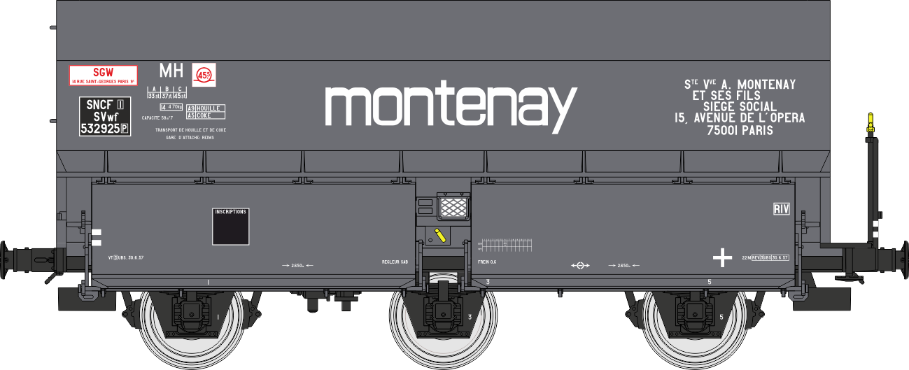 WB-964 - SET de 2 Wagons Coke MH45 “MONTENAY” Ep.III – Chargement de coke