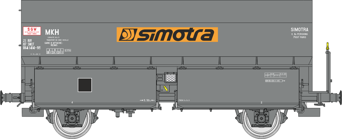 WB-968 - SET de 2 Wagons Coke MKH ex-MH45 “SIMOTRA” Ep.IV-V – Chargement de coke