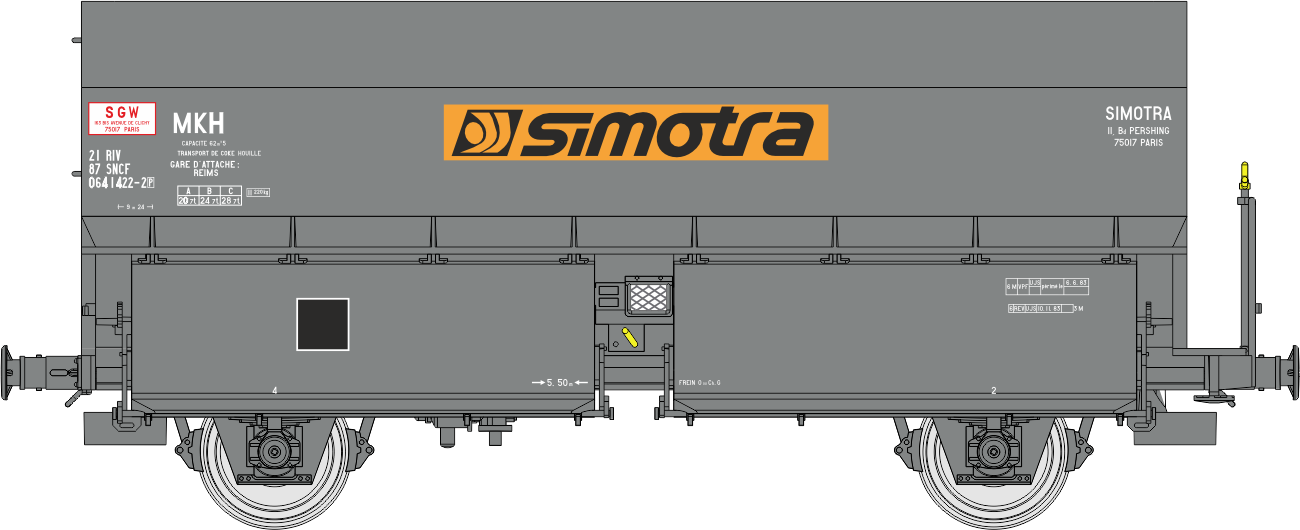 WB-968 - SET de 2 Wagons Coke MKH ex-MH45 “SIMOTRA” Ep.IV-V – Chargement de coke