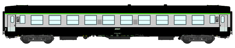REE VB-071 - voiture UIC-b10 vert gris cartouche corail
